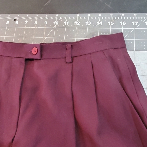 Vintage 90s Purple Wool Super High Rise Pleated  Trouser Casual Pants Size 12 - Picture 9 of 12